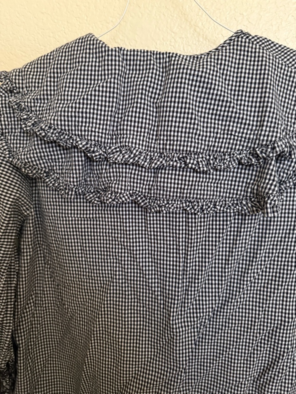 Damson Madder Black & White Gingham Ruffle Collar Blouse - Picture 6 of 8